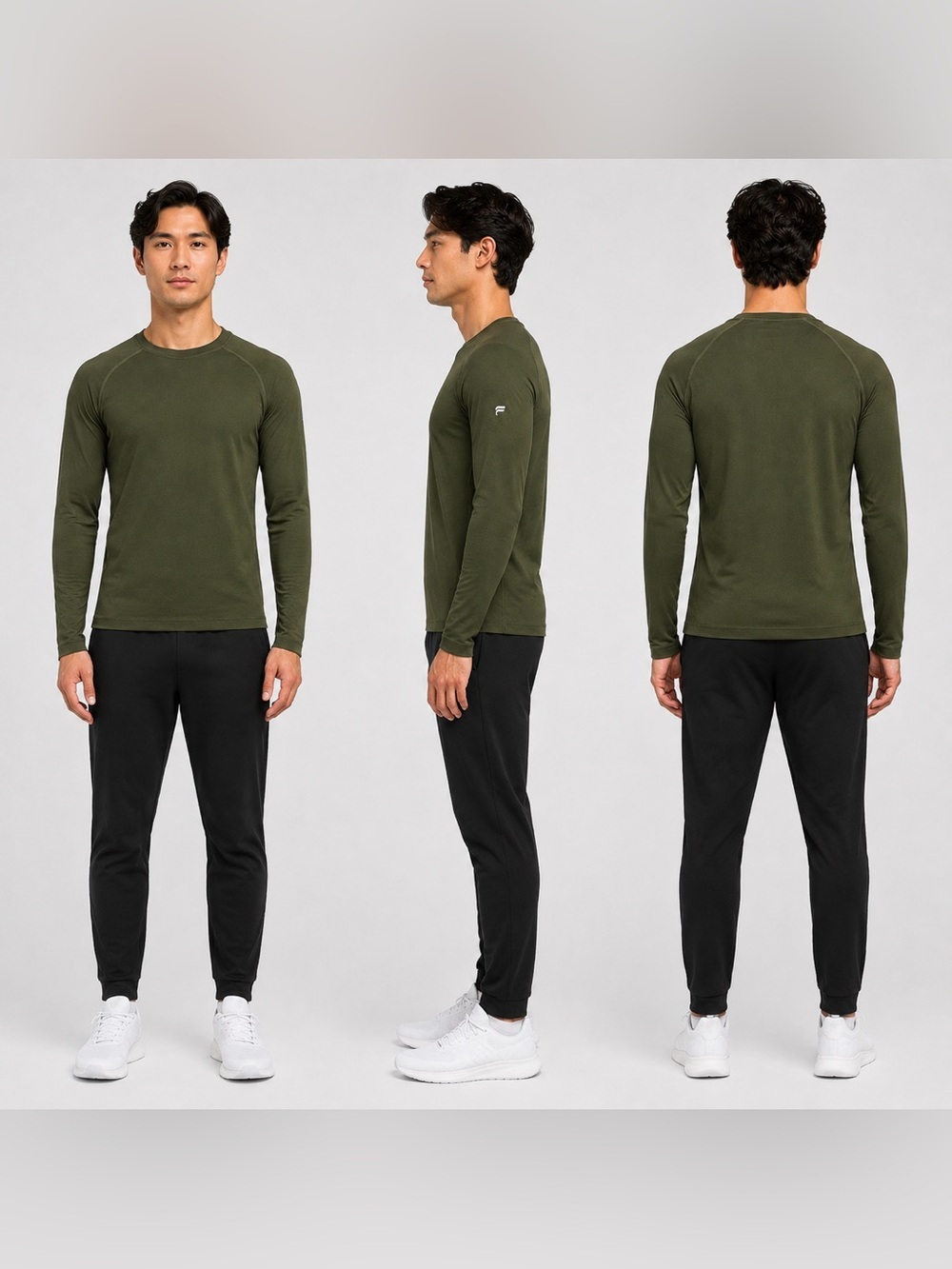 Fabletics Men’s Training Day Long Sleeve Tee Small Dark Olive Green Seamless